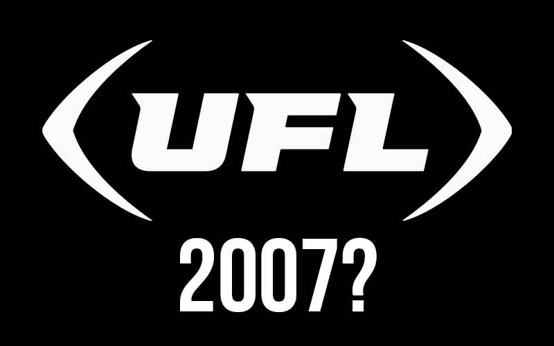 UFL logo with 2007 and a question mark underneath it