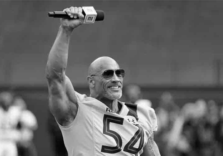 The Rock pumping his fist prior to an XFL game in 2023